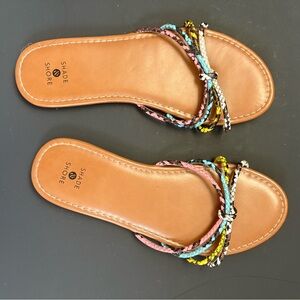 Shade & Shore Tan Sandals with Braided Strap